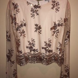 Sheer/Sequined Paisley Blouse
